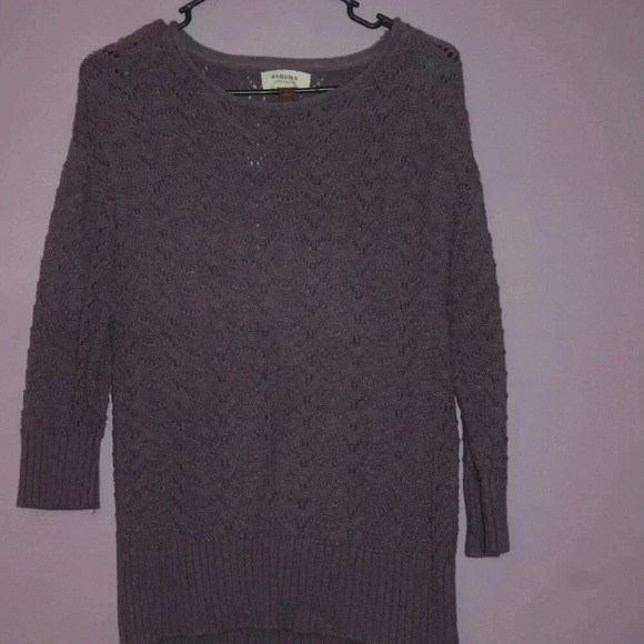Sonoma Purple Roll Neck Sweater Size Large Crew Style 100% Cotton 3/4 Length - Picture 5 of 15